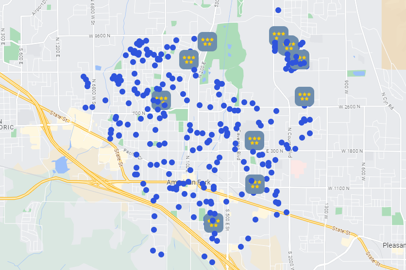 heating and air conditioning repair client map