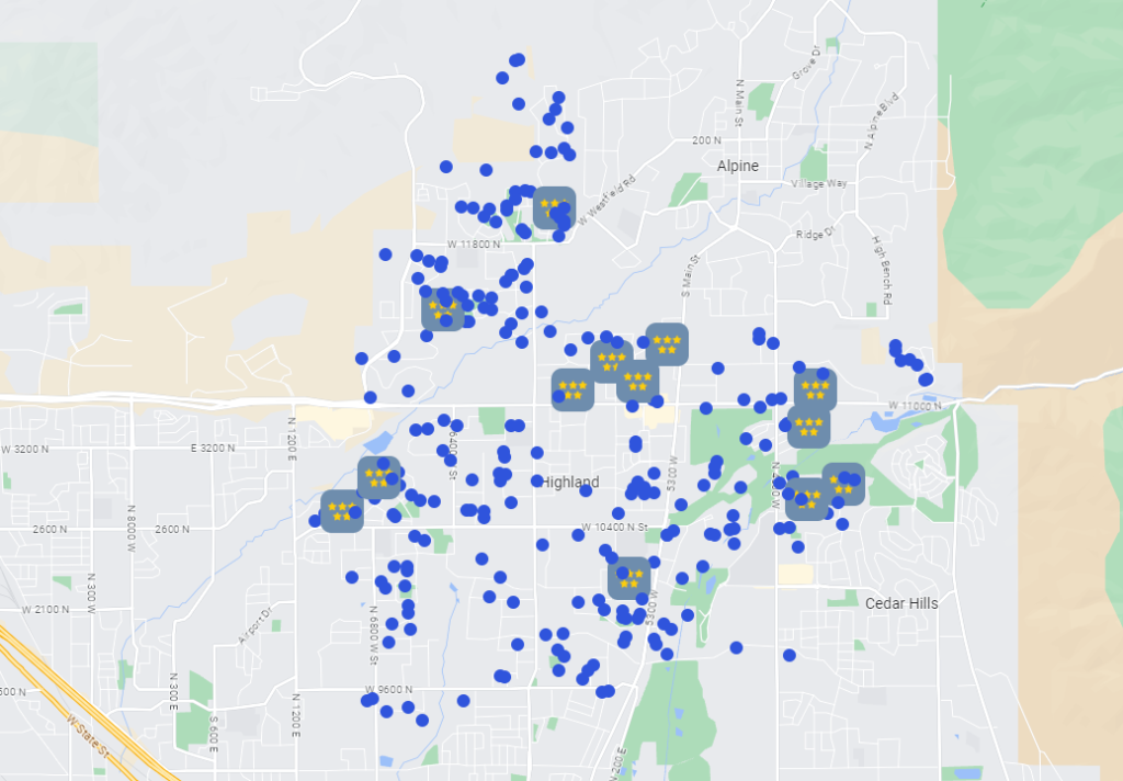 heating and air conditioning repair client map