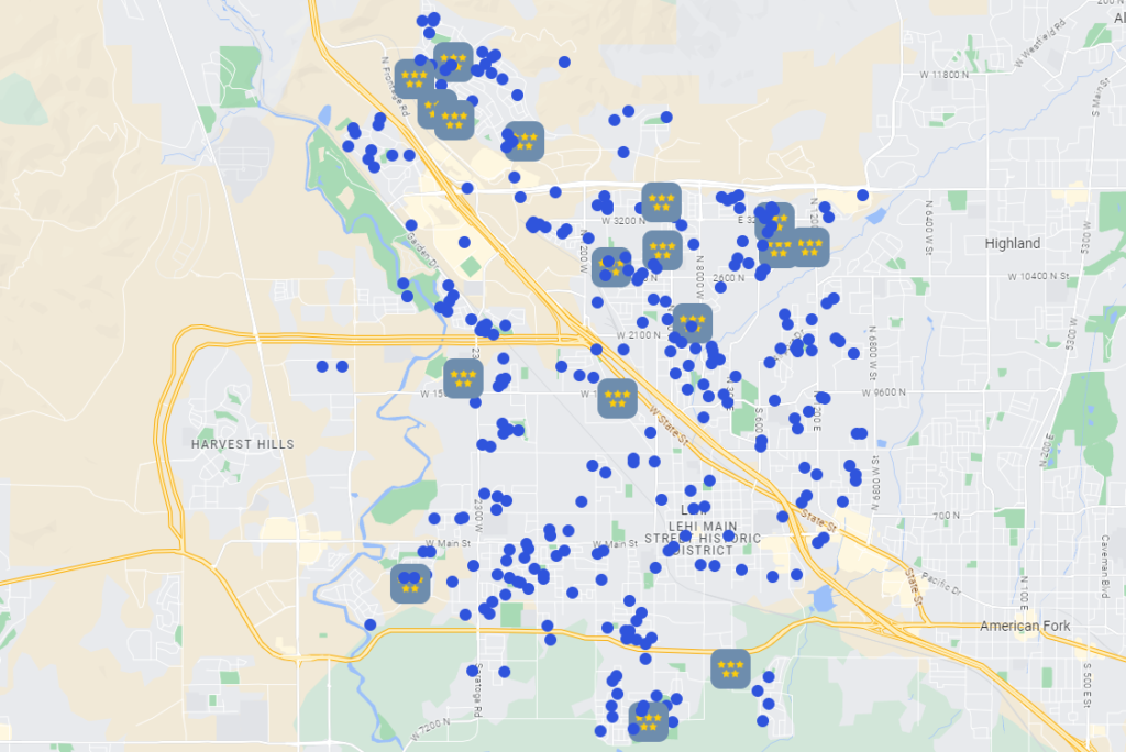 heat and air conditioning repair client map