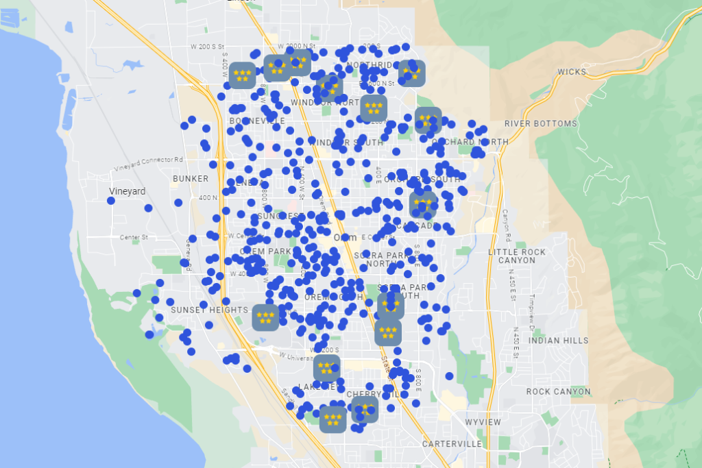 heating and air conditioning repair client map