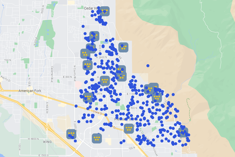 heating and air conditioning repair client map