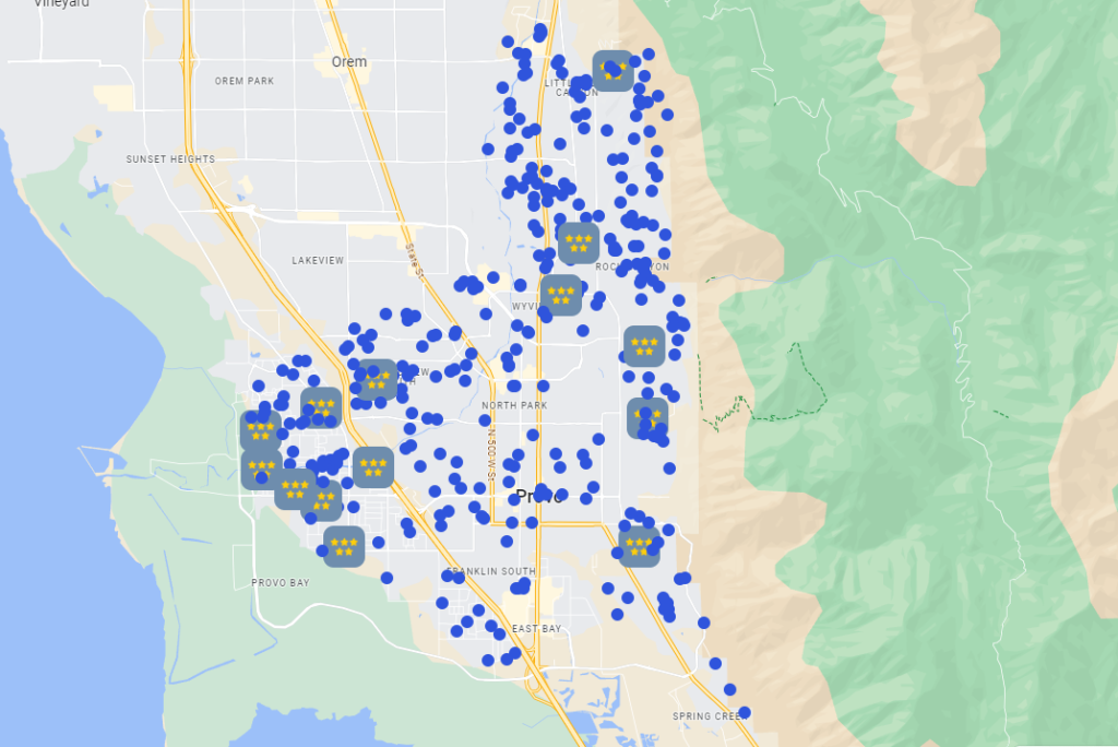 heating and air conditioning repair client map