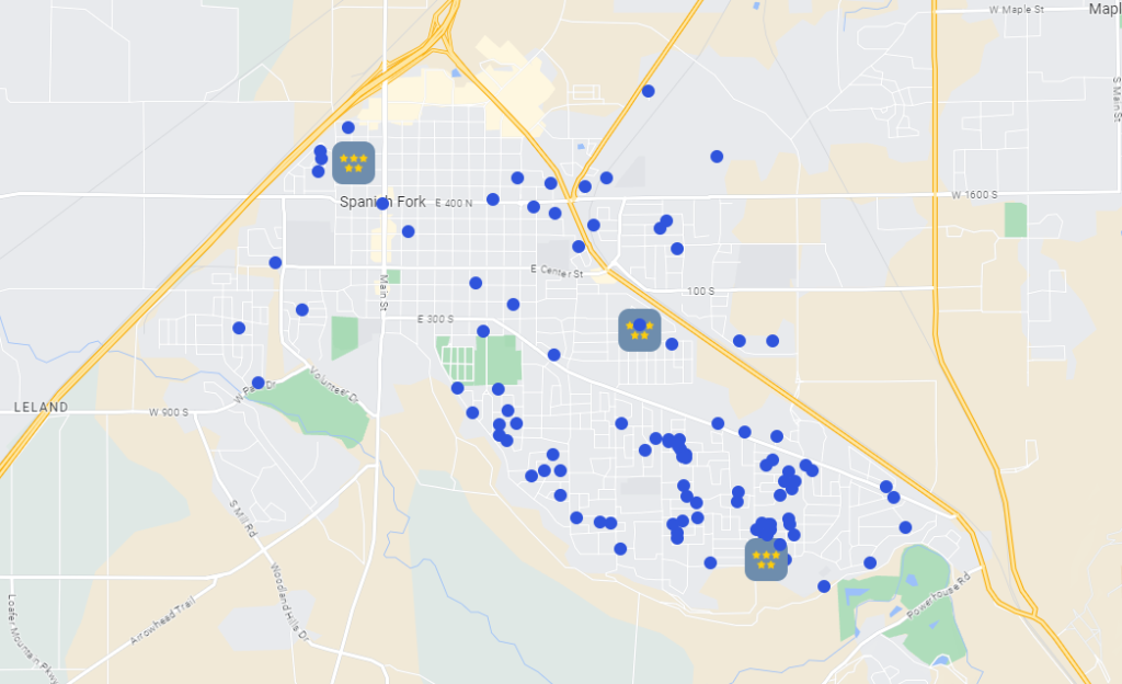 heating and air conditioning repair client map