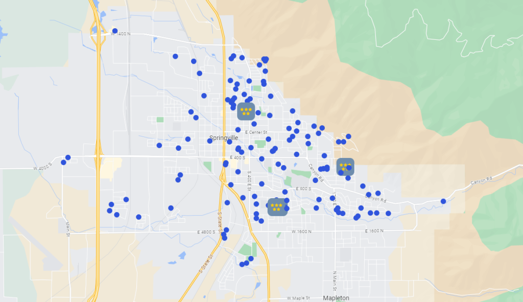 heating and air conditioning repair client map